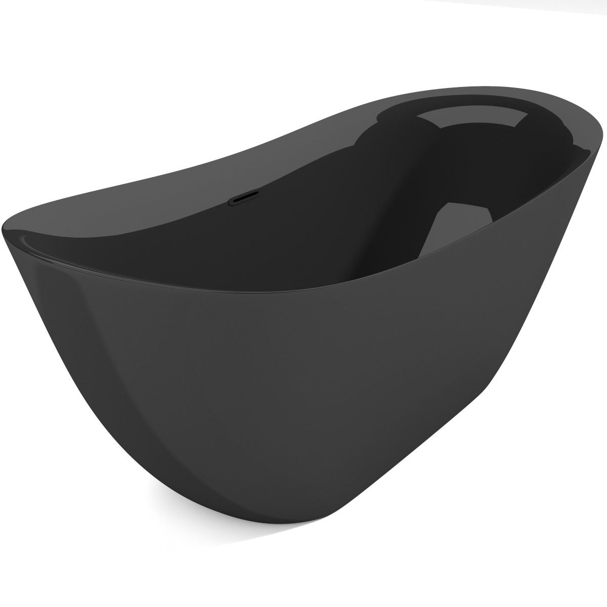 Badewanne Kevin, Sanitäracryl, glänzend Schwarz, 160 oder 170 cm, Wärmedämmung, freistehend