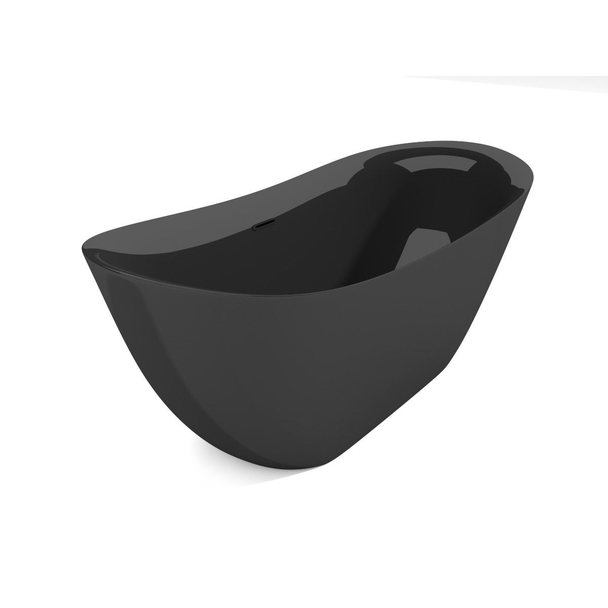 Badewanne Kevin, Sanitäracryl, glänzend Schwarz, 160 oder 170 cm, Wärmedämmung, freistehend