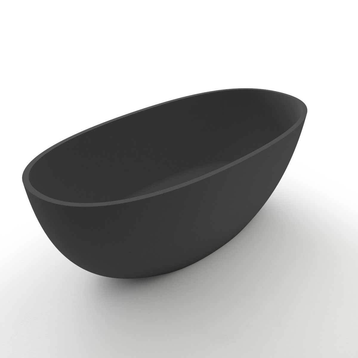 Badewanne Lulu, Coroian-Verbundstoff, Mattschwarz, 170 oder 180 cm, Wärmedämmung, freistehend