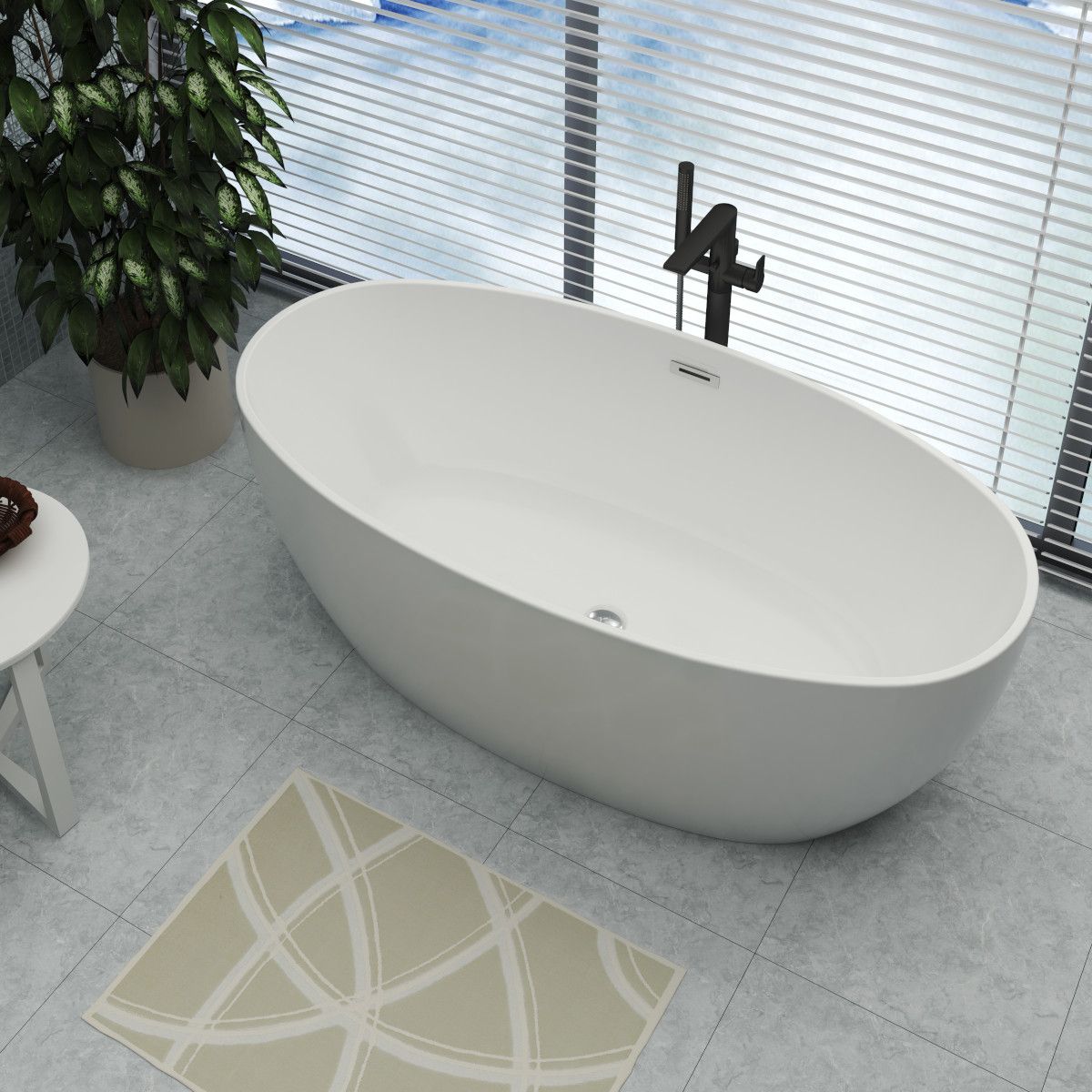 Badewanne Zinon, Sanitäracryl, glänzend Weiß, 150, 160, 170 cm, Wärmedämmung, freistehend