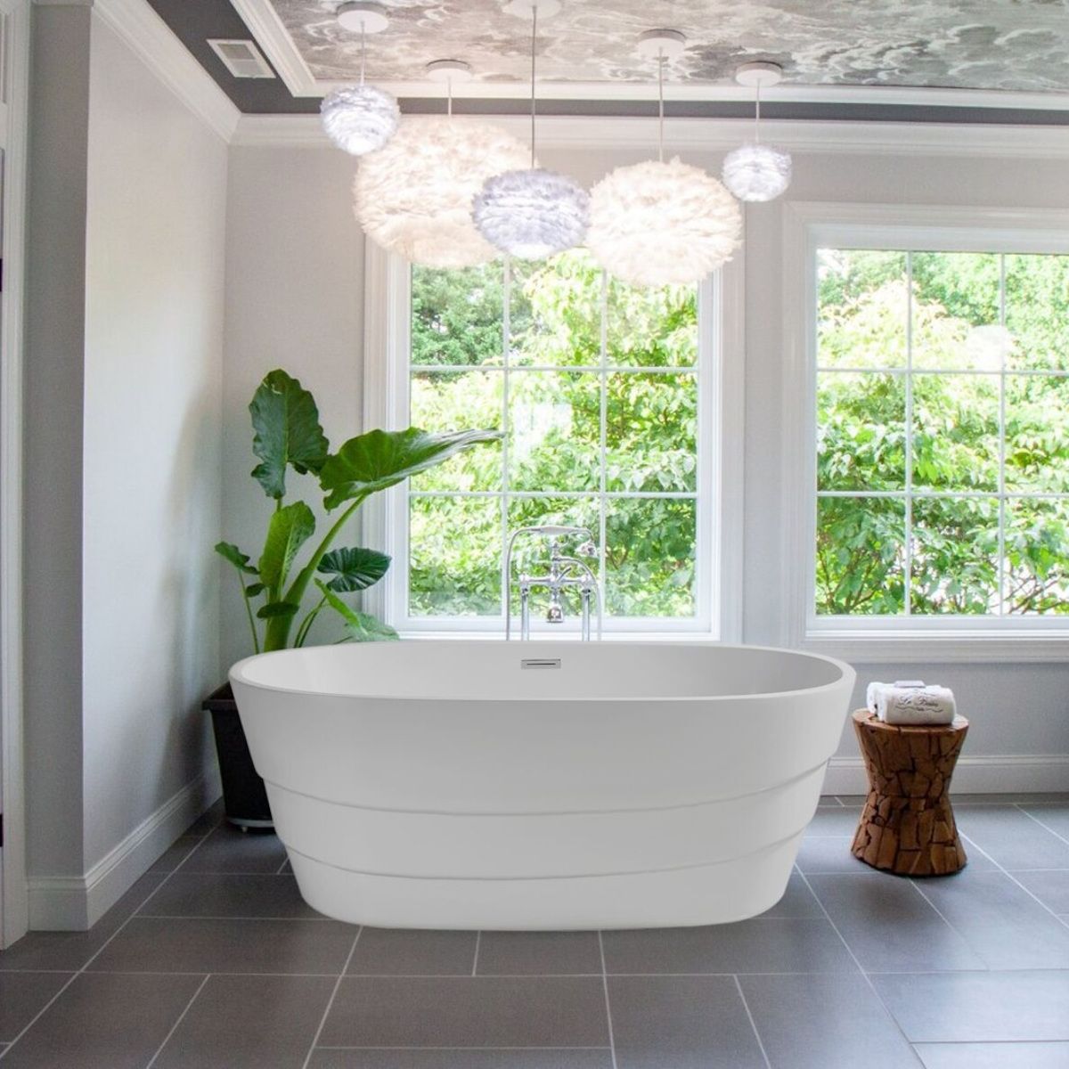 Freistehende Badewanne EGO Saona, 160x78 cm, Sanitäracryl, glänzend Weiß, exklusives Design