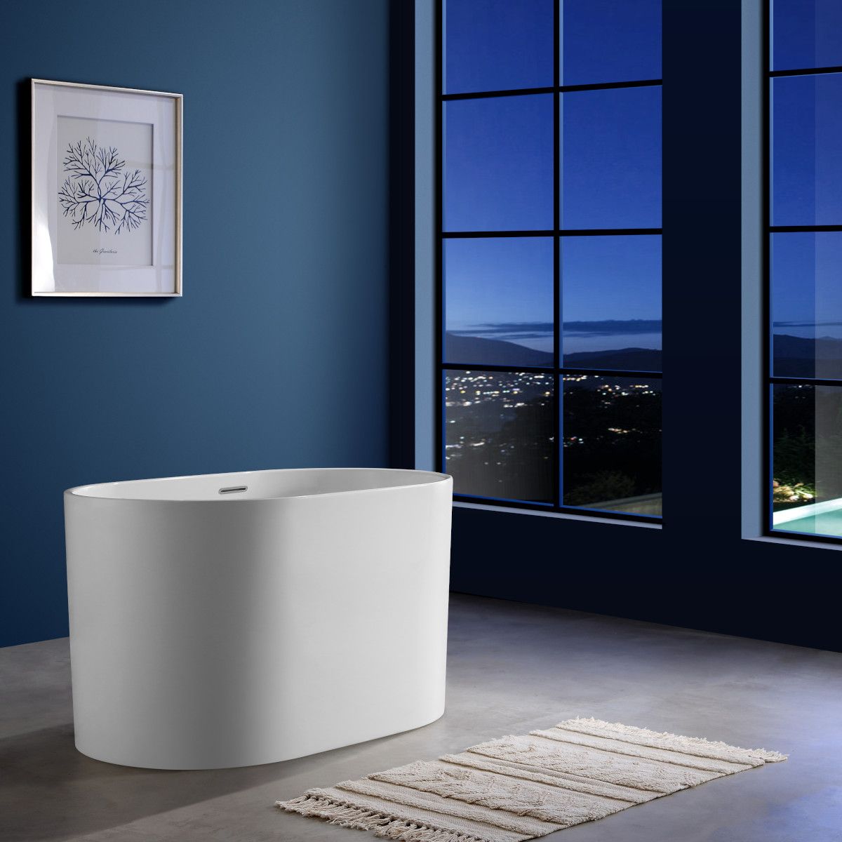 Japanische Badewanne, Sanitäracryl, glänzend Weiß, 130x70 cm, Wärmedämmung, freistehend, Tokyo