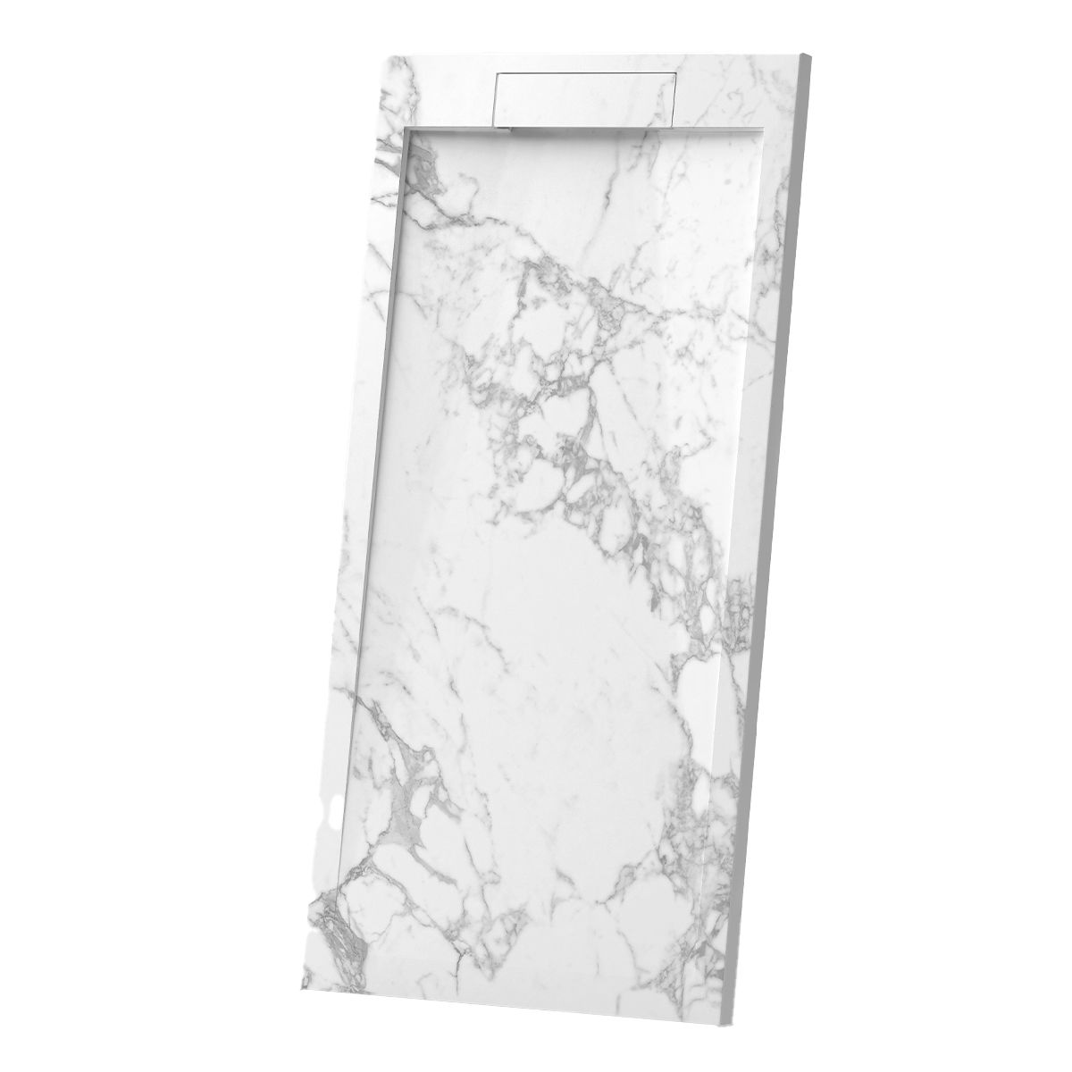Duschwanne, Weiß, Carrara Arabescato Finish, Mineralkomposit, Höhe 2,5 cm, Maße 100-160x80-90 cm, zuschneidbar, Antonio