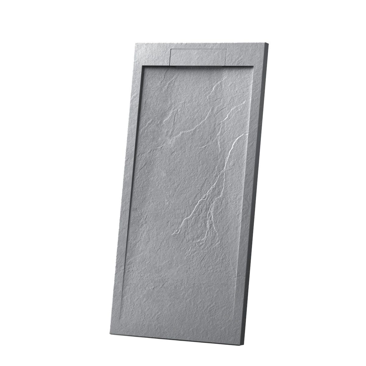 Duschwanne, Mineralkomposit, Maße 100-160x70-90 cm, Höhe 2,5 cm, verdeckter Ablauf, zuschneidbar, Zementgrau, Antonio