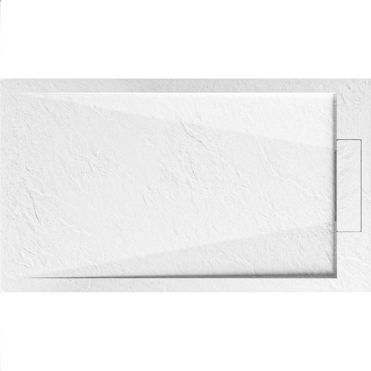 Duschwanne, Mineralkomposit, Maße 70-90 x 80-160 cm, Höhe 2,5 cm, verdeckter Ablauf, zuschneidbar, Weiß, Antonio