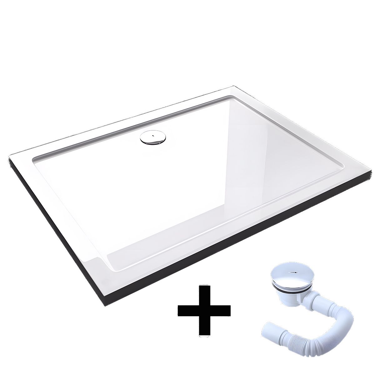 Rechteckige Slim-Duschwanne, inkl. Siphon, 4 cm Höhe, Größen von 80-90x100-160 cm, Sanitäracryl, EGO-FARO