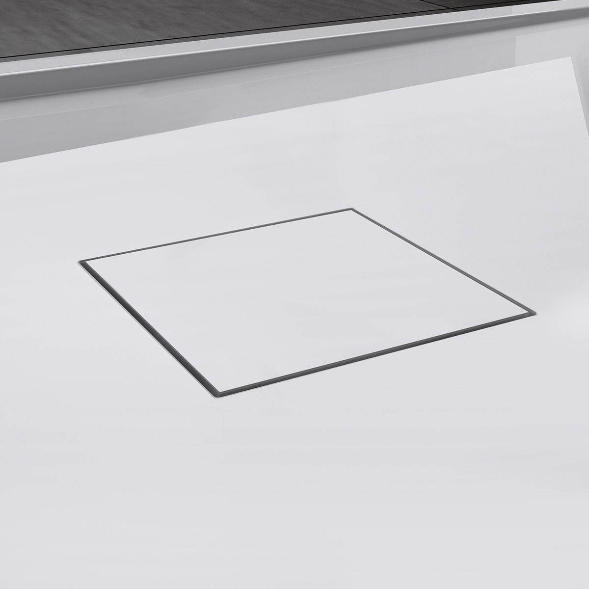 Duschwanne GEO8, Marmorverbundstoff, verdeckte Ablaufrinne, 5 cm Höhe, 80-90 x 120-140 cm