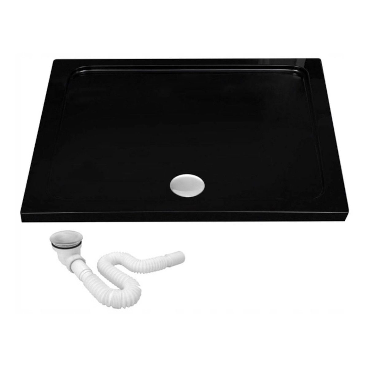 REA-Savoy Duschwanne Schwarz, reines Sanitäracryl mit glatter Oberfläche, flach, 6 cm Höhe