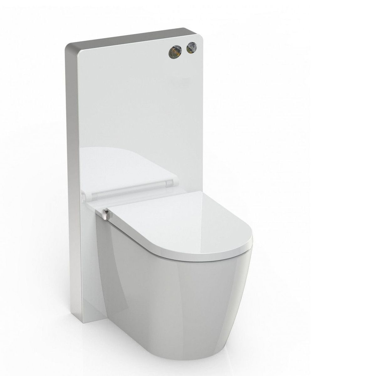 WC-Rahmen mit Spülkasten aus weißem Sicherheitsglas, Größe 50x103 cm, Bodenmontage, Ego-Lilium