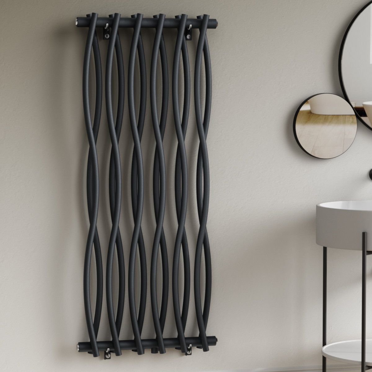 Dekorativer Heizkörper, Anthrazit, 120x50 cm, 506 W, 12 Elemente, Stahl, für Bad oder Zimmer, Emre