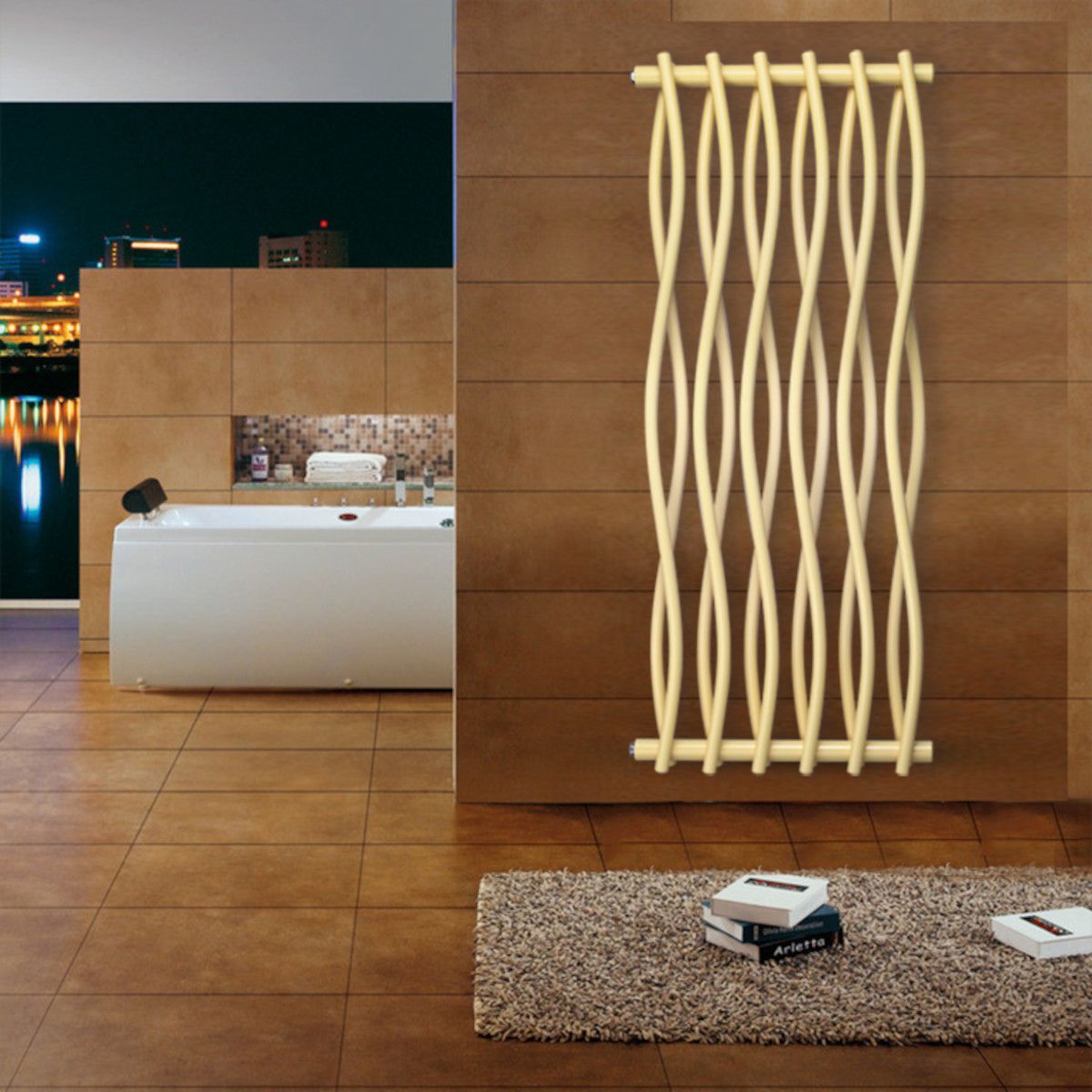 Dekorativer Heizkörper, Creme, 120x50 cm, 506 W, 12 Elemente, Stahl, für Bad oder Zimmer, Emre