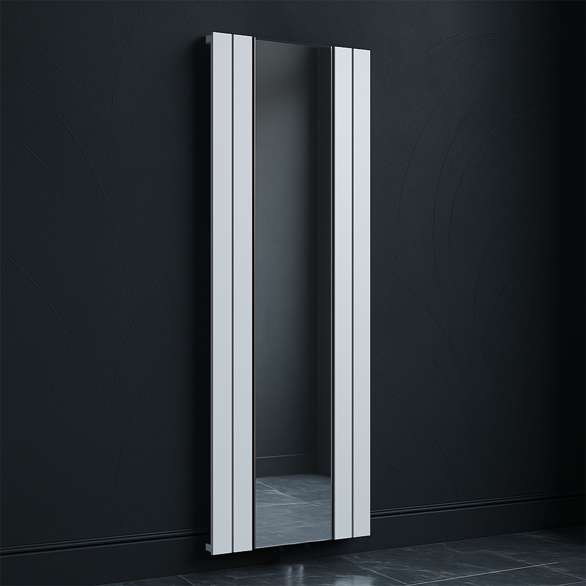 Dekorativer Heizkörper aus Stahl mit Spiegel, Weiß, 4 Elemente, 593 W, 180x60 cm, Malvina