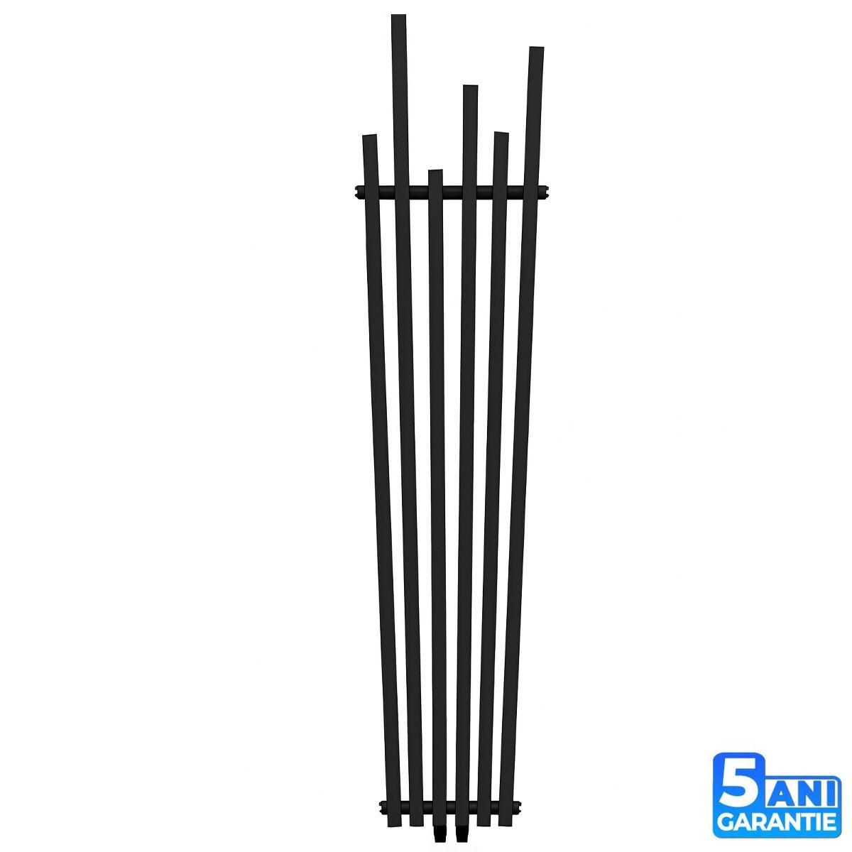 Heizkörper, Mattschwarz, 180x42 cm, 687 W, 6 Elemente, Stahl, Modernes Design, Enes