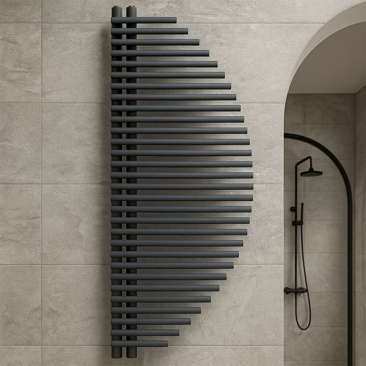Heizkörper, Handtuchheizkörper aus Stahl, 33 Elemente, 585 W, 125x50 cm, Anthrazit, Brisa Blanca
