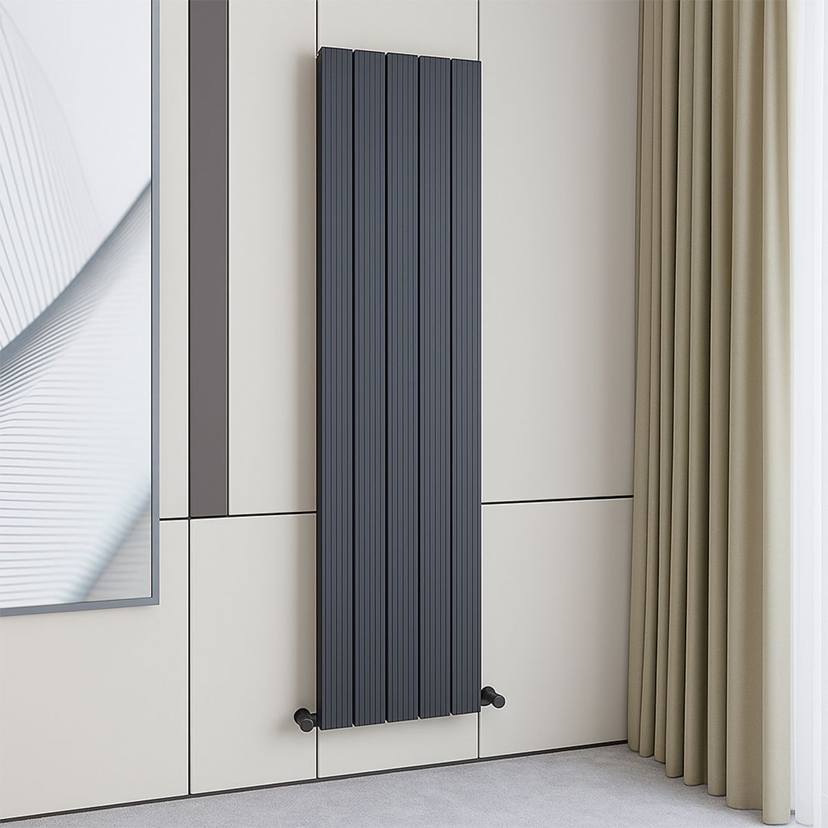 Vertikalheizkörper aus Aluminium 180x47 cm, 978 W, 5 Elemente, Anthrazit, Armonico