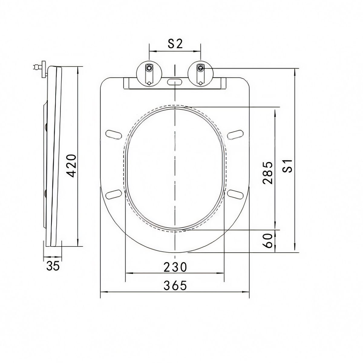 Duroplast Slim WC-Sitz, Soft-Close, verstellbarem Abstand, Quick Release, für WC-Becken Ben Marmor