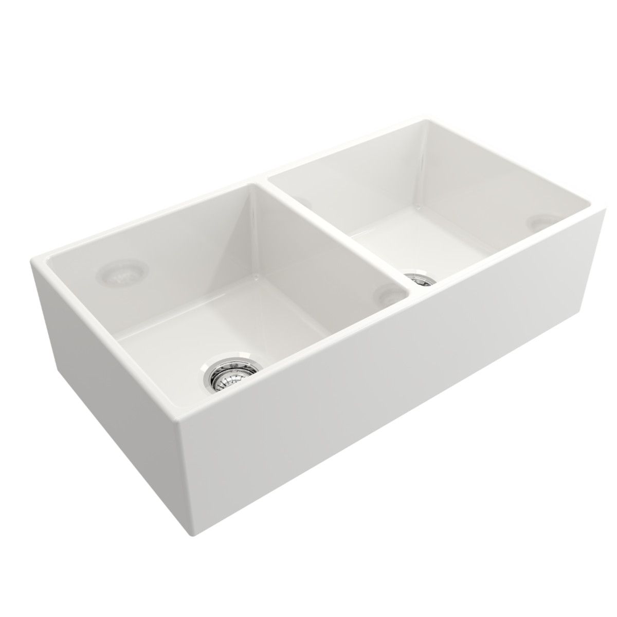Doppel-Küchenspüle, Frontschürze, offen, Farmouse-Stil, Einbau, 91x48 cm, Glänzend Weiß, Royalty Line by Ego, Nikos