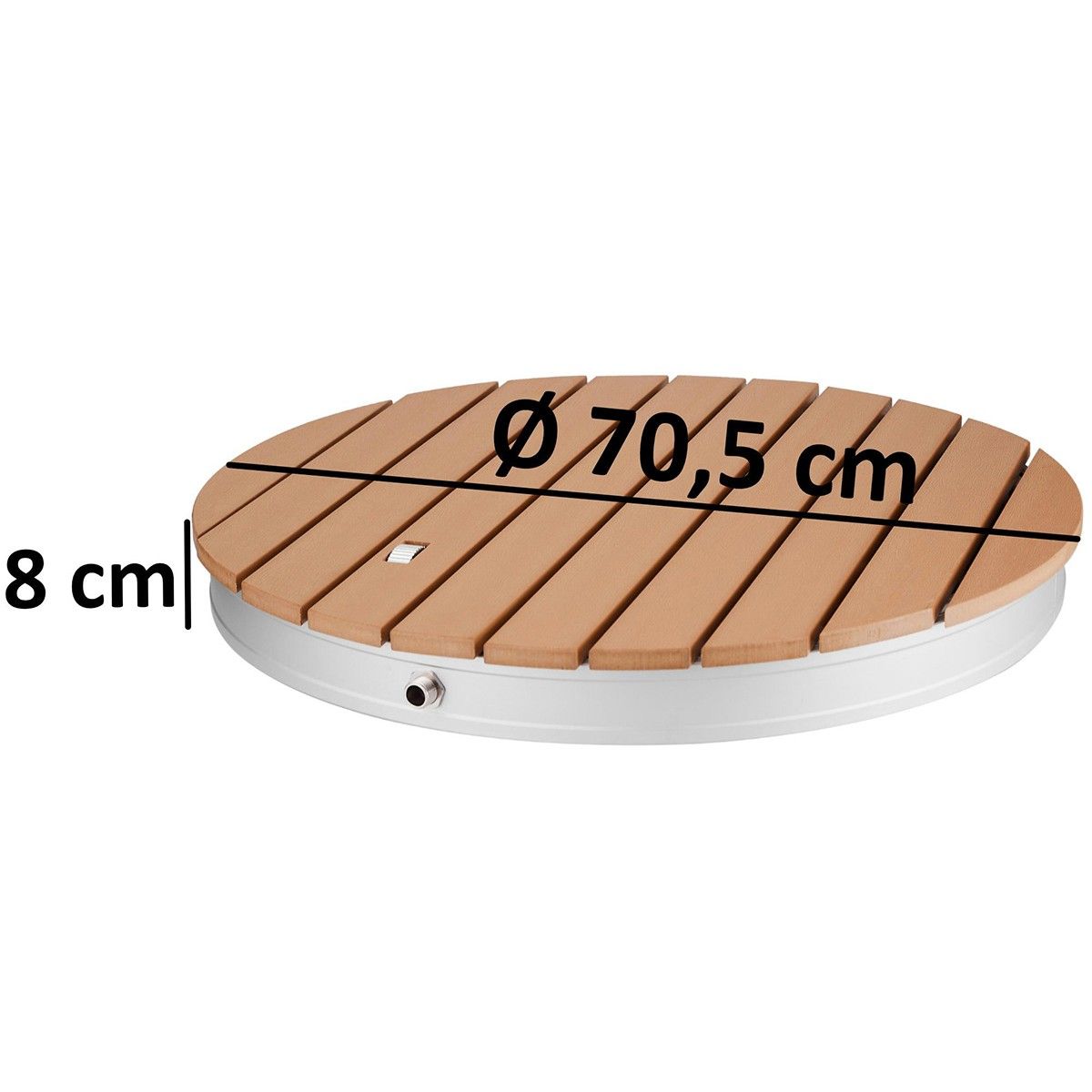 Mobile Bodendusche für Garten und Camping, höhenverstellbar bis 4 m, WPC und Aluminium, Durchmesser 70 cm, Sole