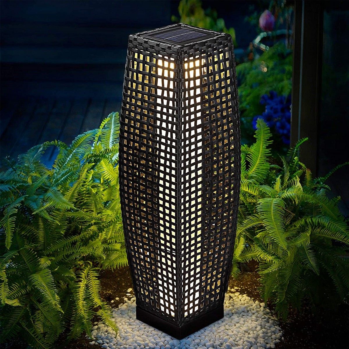 Solarlampe aus Polyrattan, Dämmerungssensor, Batterie inklusive, Schutzart IP44, 80 cm, Evelyn