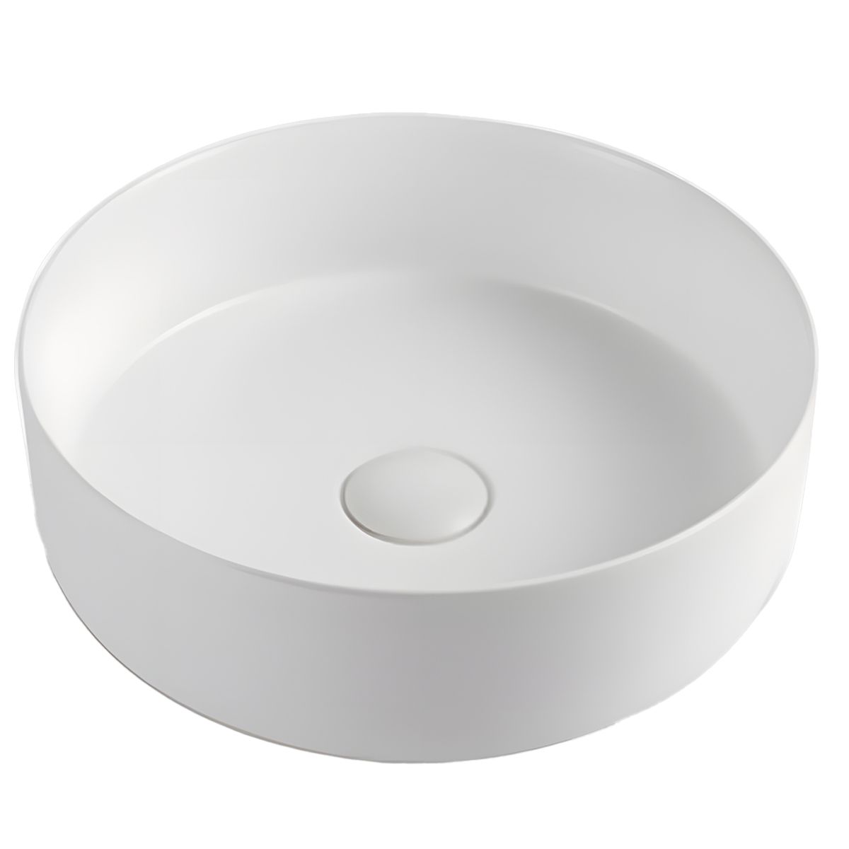 Waschbecken, Mattweiß, Sanitärkeramik, ohne Hahnloch, Durchmesser 42 cm, Linea