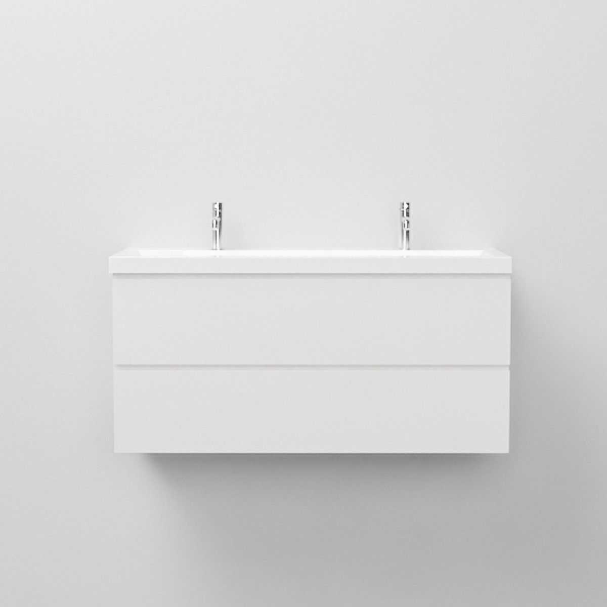 Doppelwaschbecken Fabio, Mineralkomposit, Halb-Einbaumontage, 100x36 cm