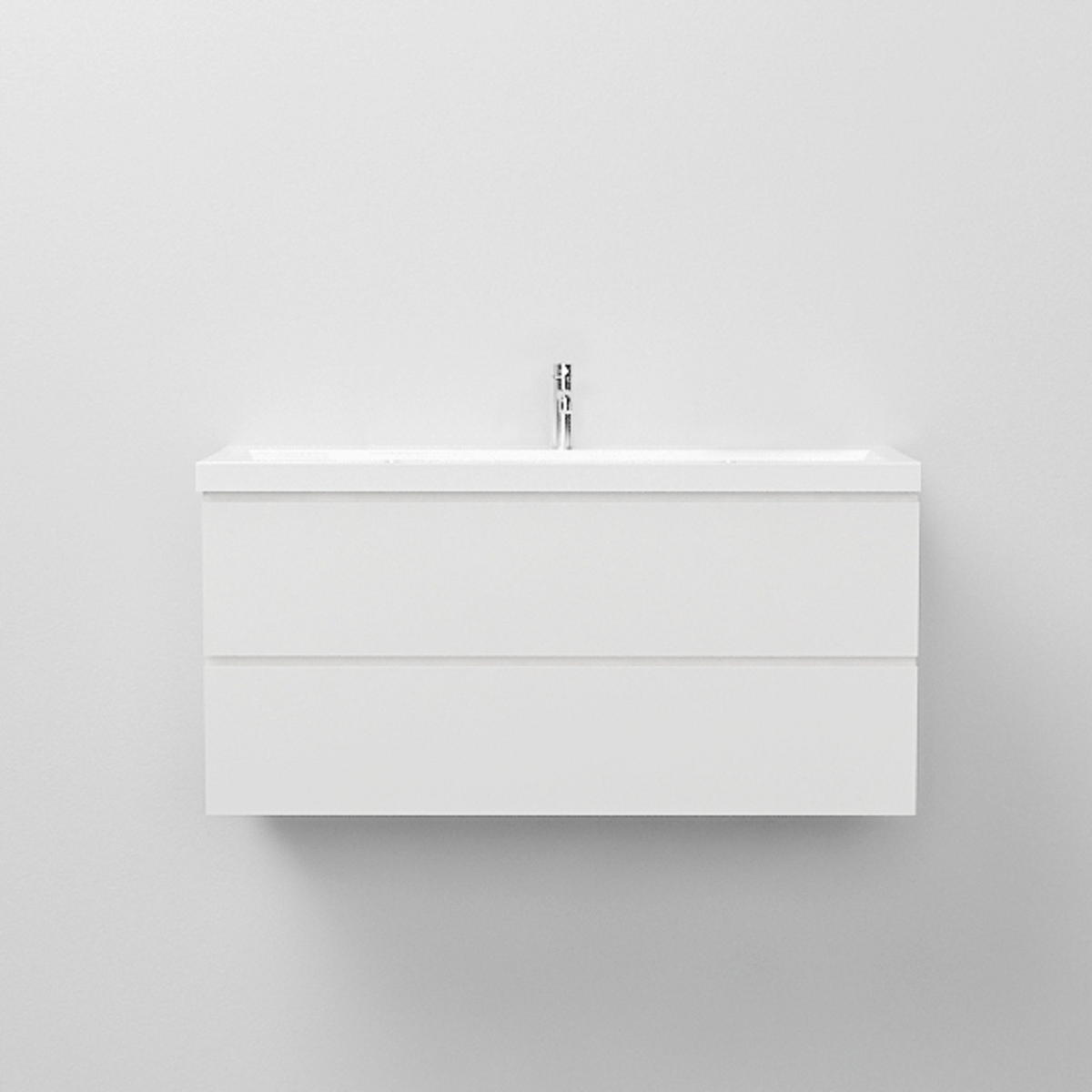 Doppelwaschbecken Fabio, Mineralwerkstoff, Halb-Einbaumontage, mit Hahnloch 100x36 cm
