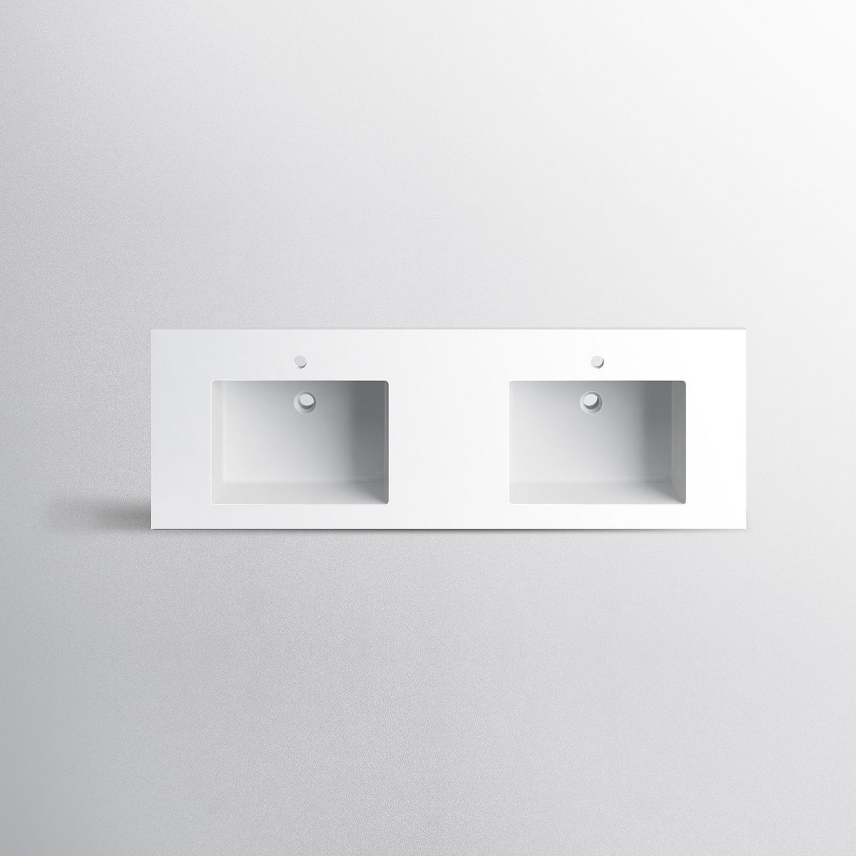 Doppelwaschbecken Paola, Mineralkomposit, Halb-Einbaumontage, 161x54 cm