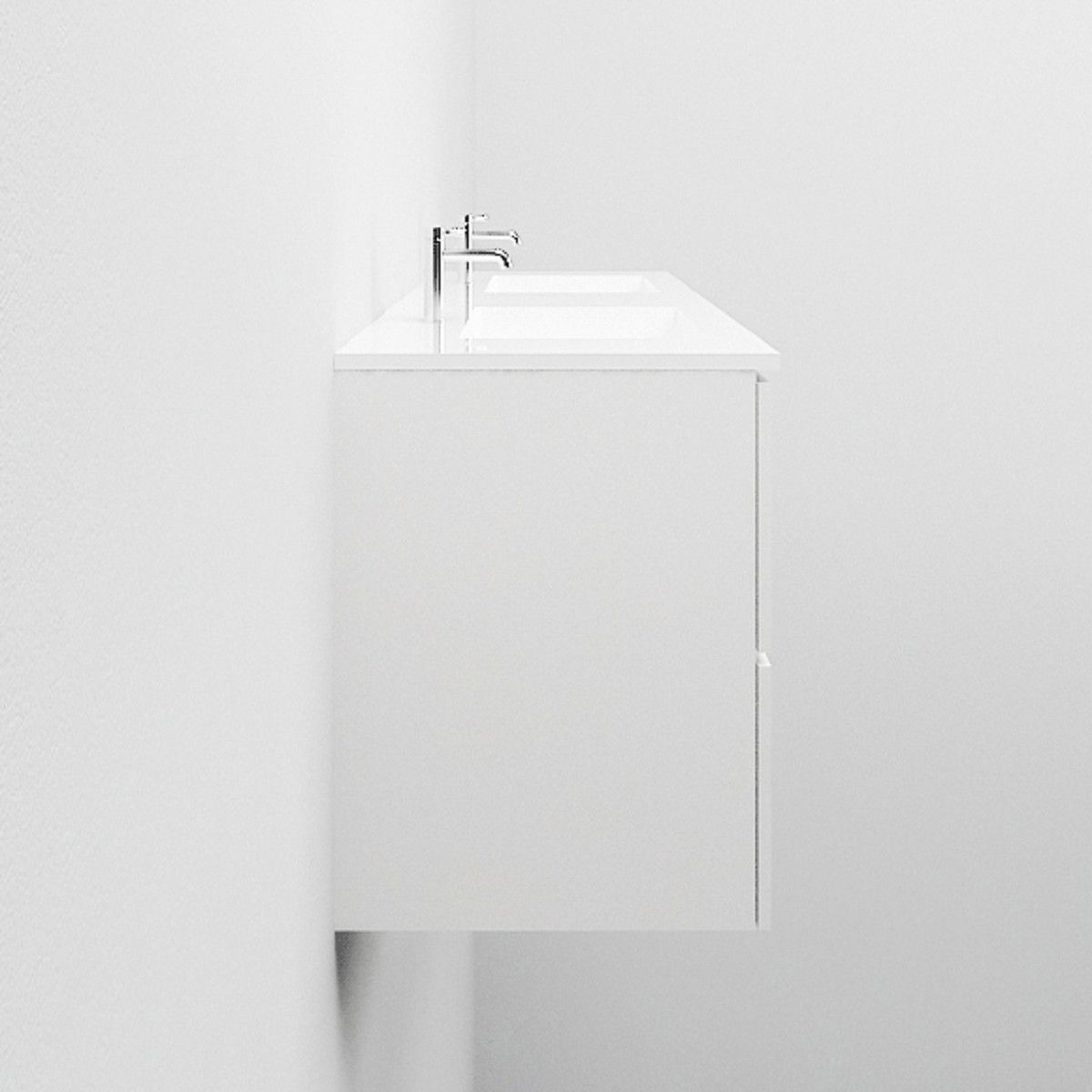 Doppelwaschbecken Paola, Mineralkomposit, Halb-Einbaumontage, 161x54 cm