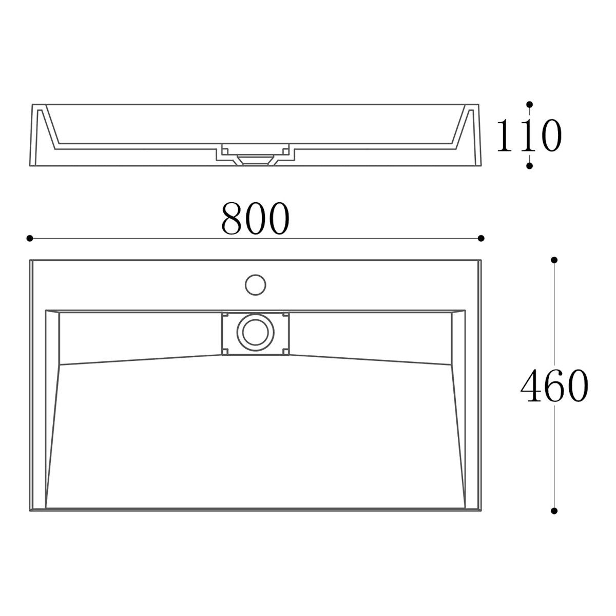 Waschbecken EGO 19, Anthrazit Matt, 50-80 cm, Marmorkomposit, Aufsatz-/Wandmontage, mit Hahnloch