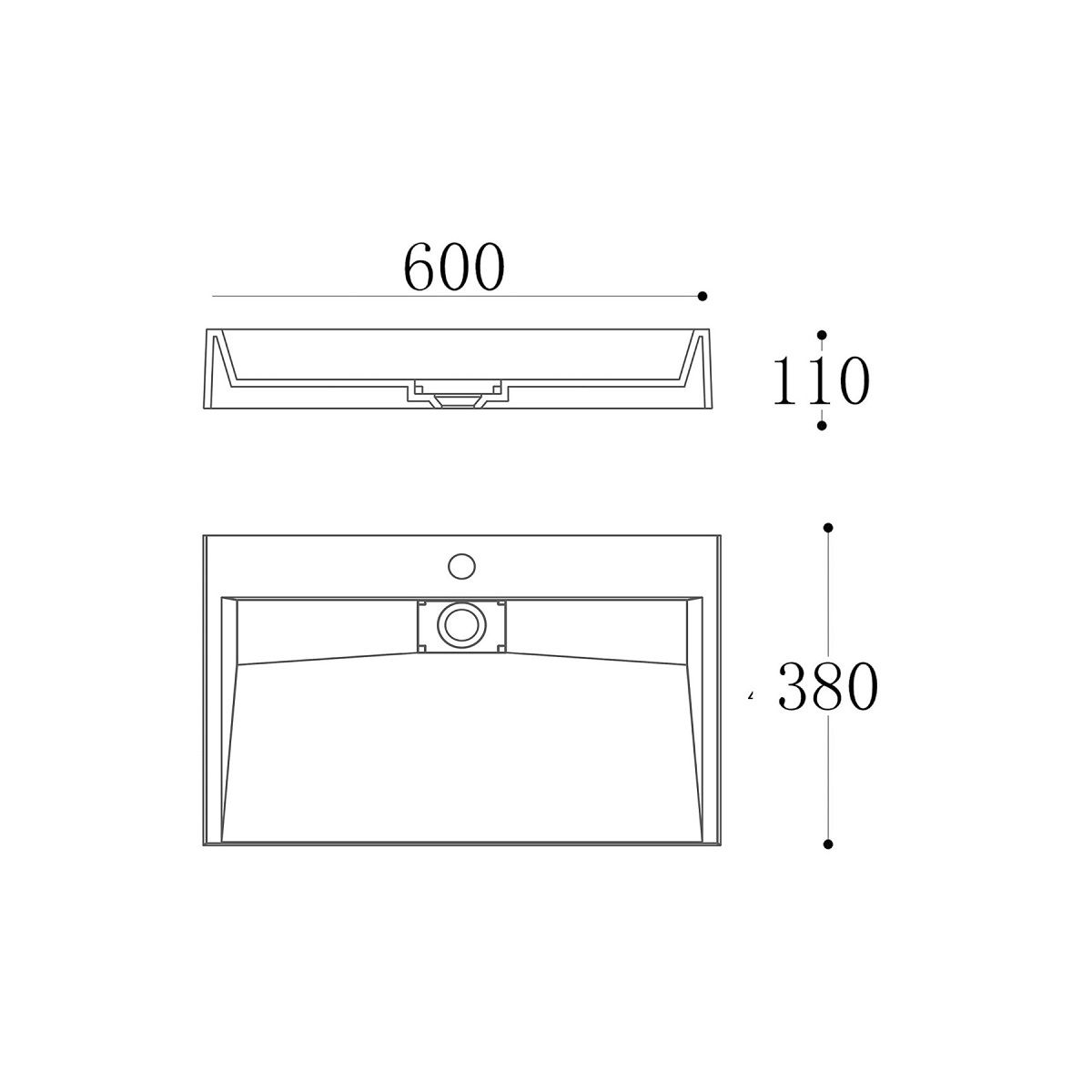 Waschbecken EGO 19, Anthrazit Matt, 50-80 cm, Marmorkomposit, Aufsatz-/Wandmontage, mit Hahnloch