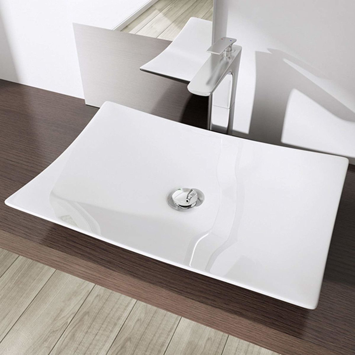 Waschbecken EGO 5096, Weiß, glänzend, 60x40 cm, Aufsatzmontage, Sanitärkeramik