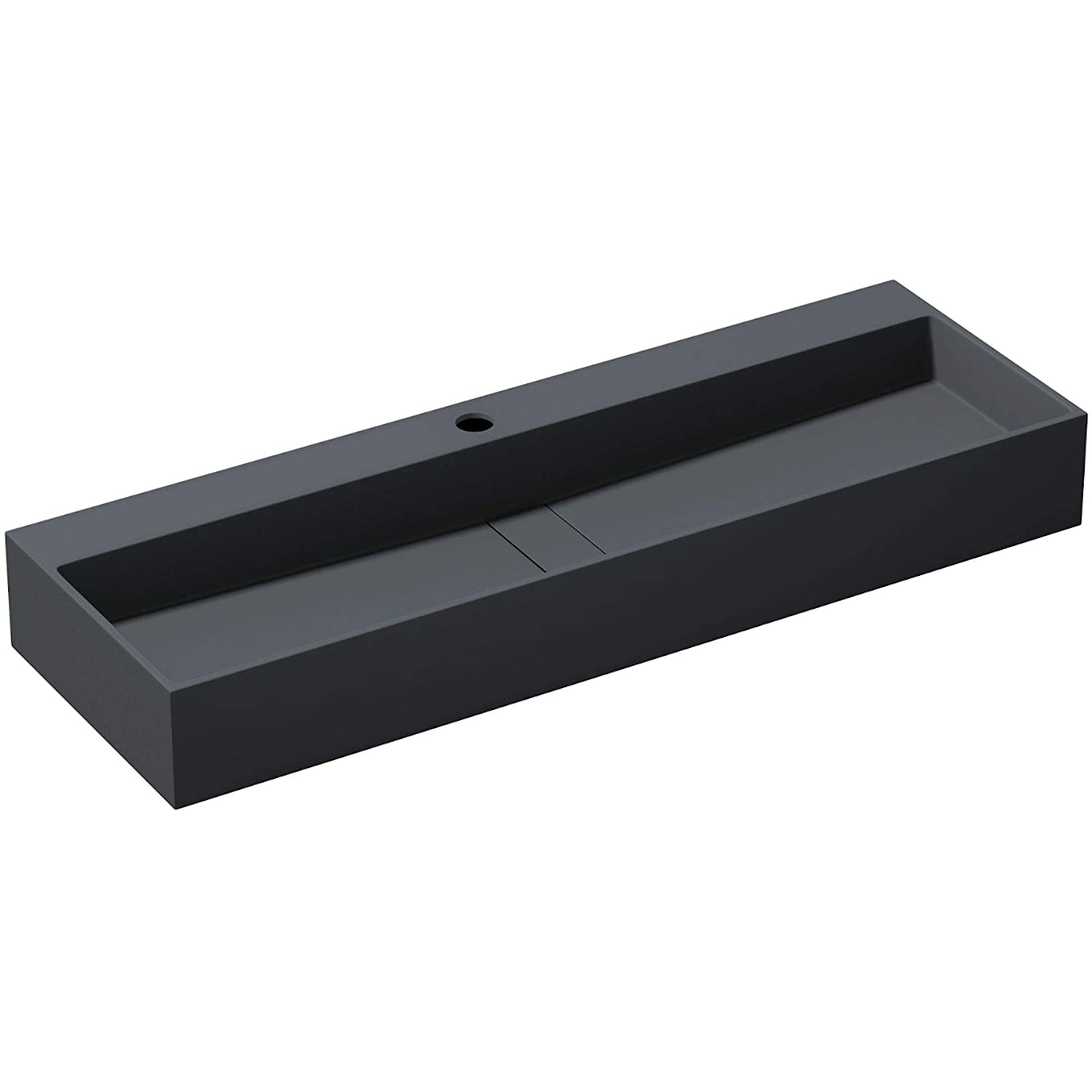 Waschbecken EGO 6028, Anthrazit, matt, 120x40 cm, Hahnloch, Aufsatzmontage, Marmorkomposit