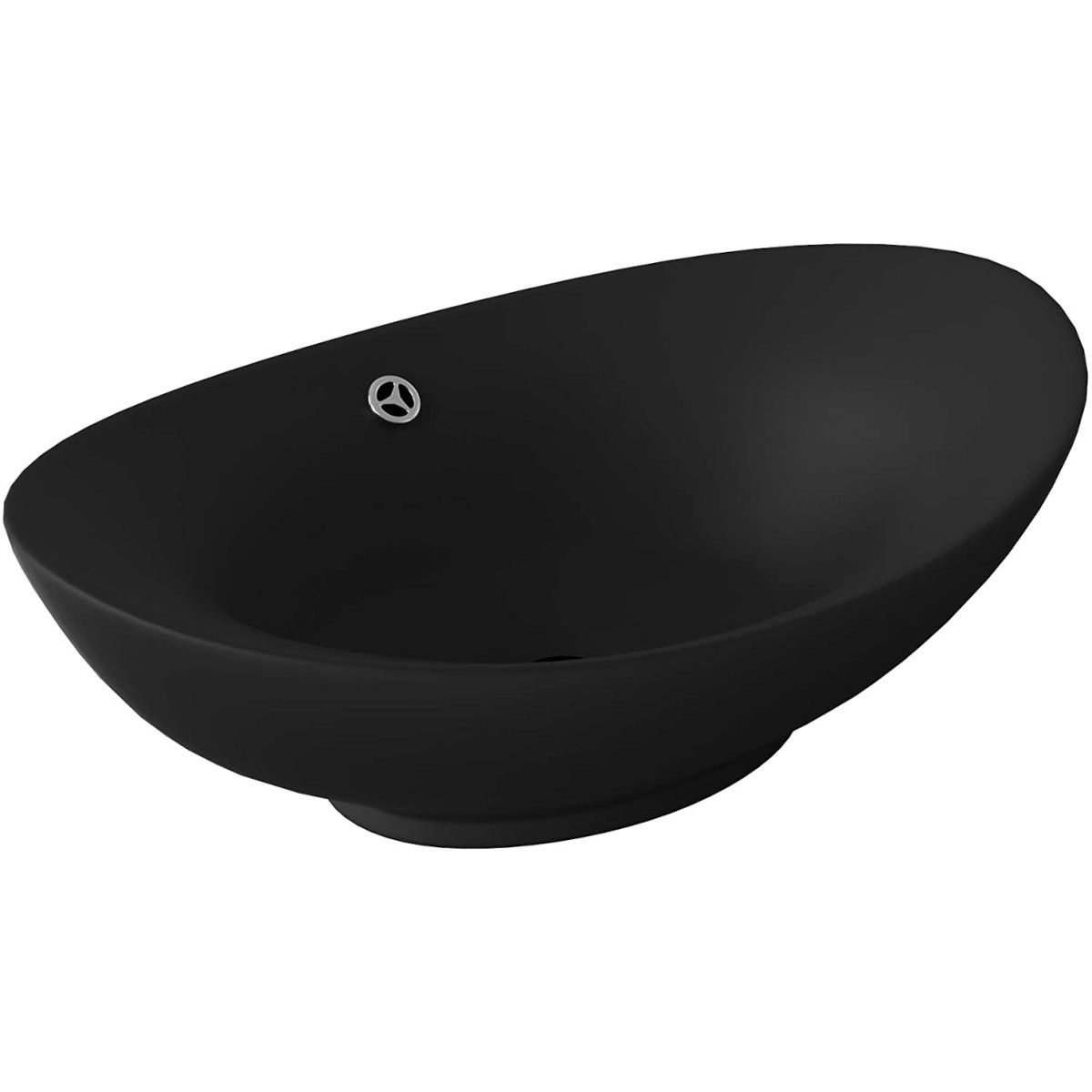 Waschbecken EGO 818, Schwarz, matt, 59x38,3 cm, Aufsatzmontage, Sanitärkeramik, mit Überlauf