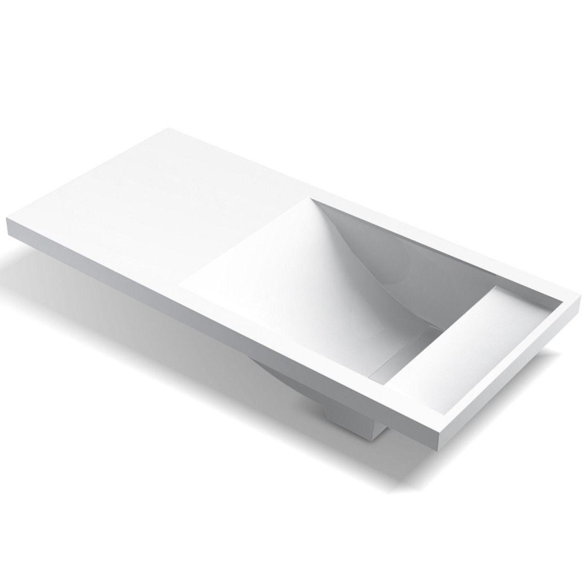 Waschbecken Lino, Mineralkomposit, Halb-Einbaumontage, versteckter Abfluss, 100x47 cm