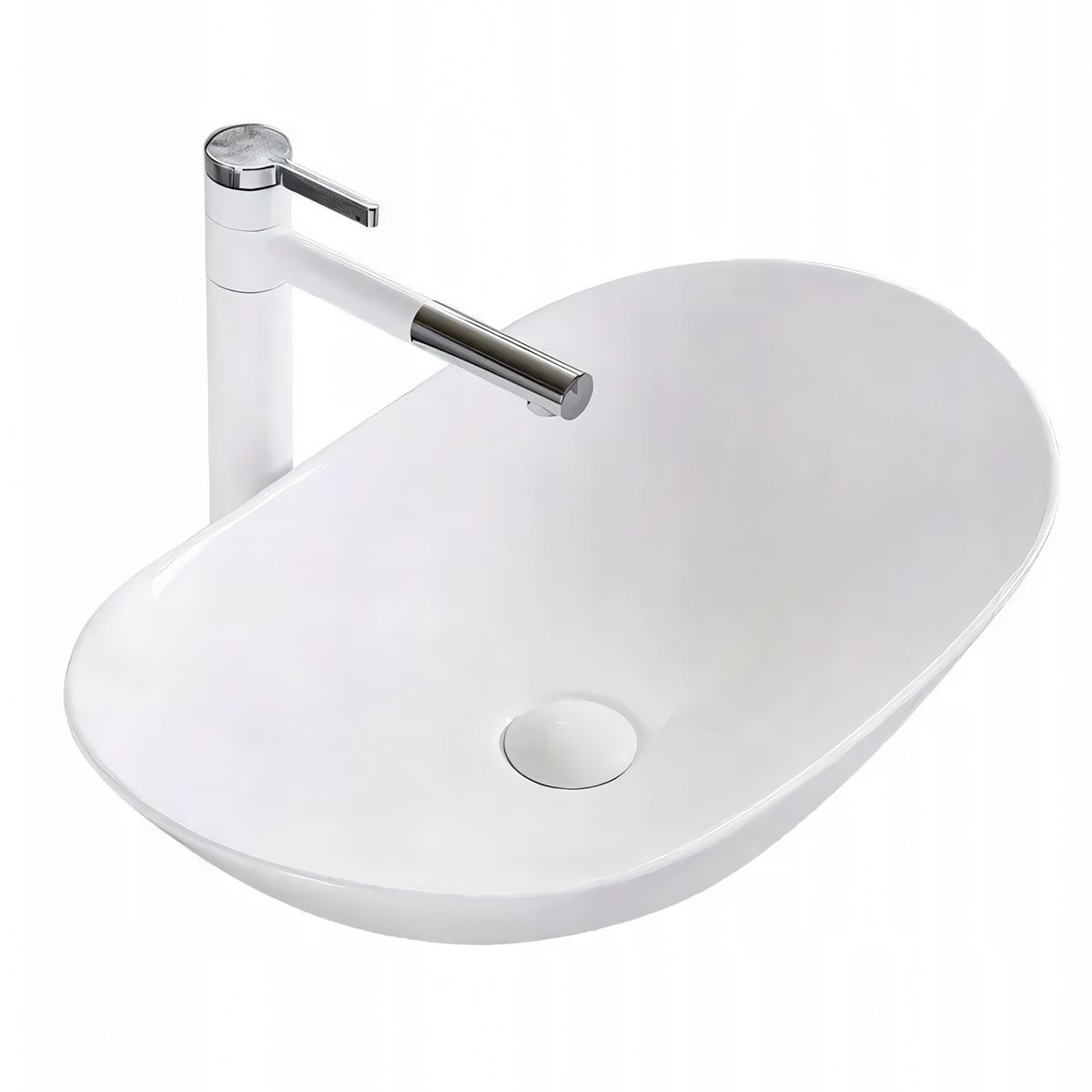 Waschbecken Luigi, Weiß, Sanitärkeramik, 52x32 Aufsatzmontage