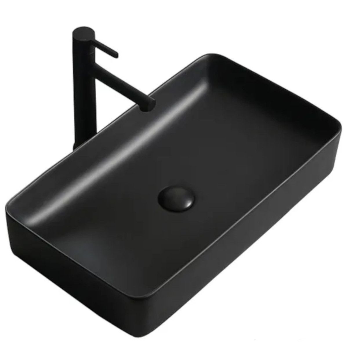 Waschbecken Maura, Mattschwarz, Sanitärkeramik, 61x35 Aufsatzmontage