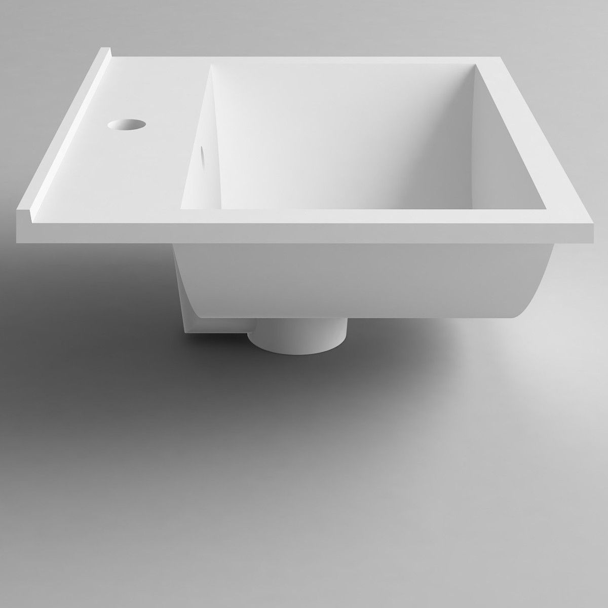 Waschbecken Melvin, Mineralwerkstoff, Halb-Einbaumontage, mit Hahnloch, 50x43 cm