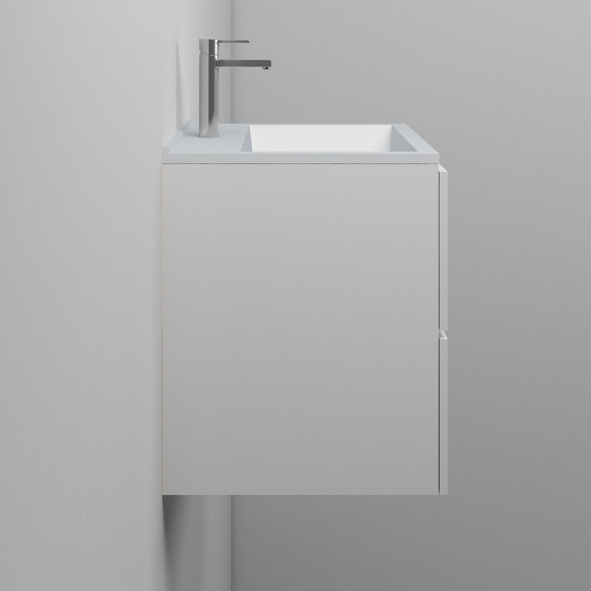 Waschbecken Melvin, Mineralwerkstoff, Halb-Einbaumontage, mit Hahnloch, 50x43 cm