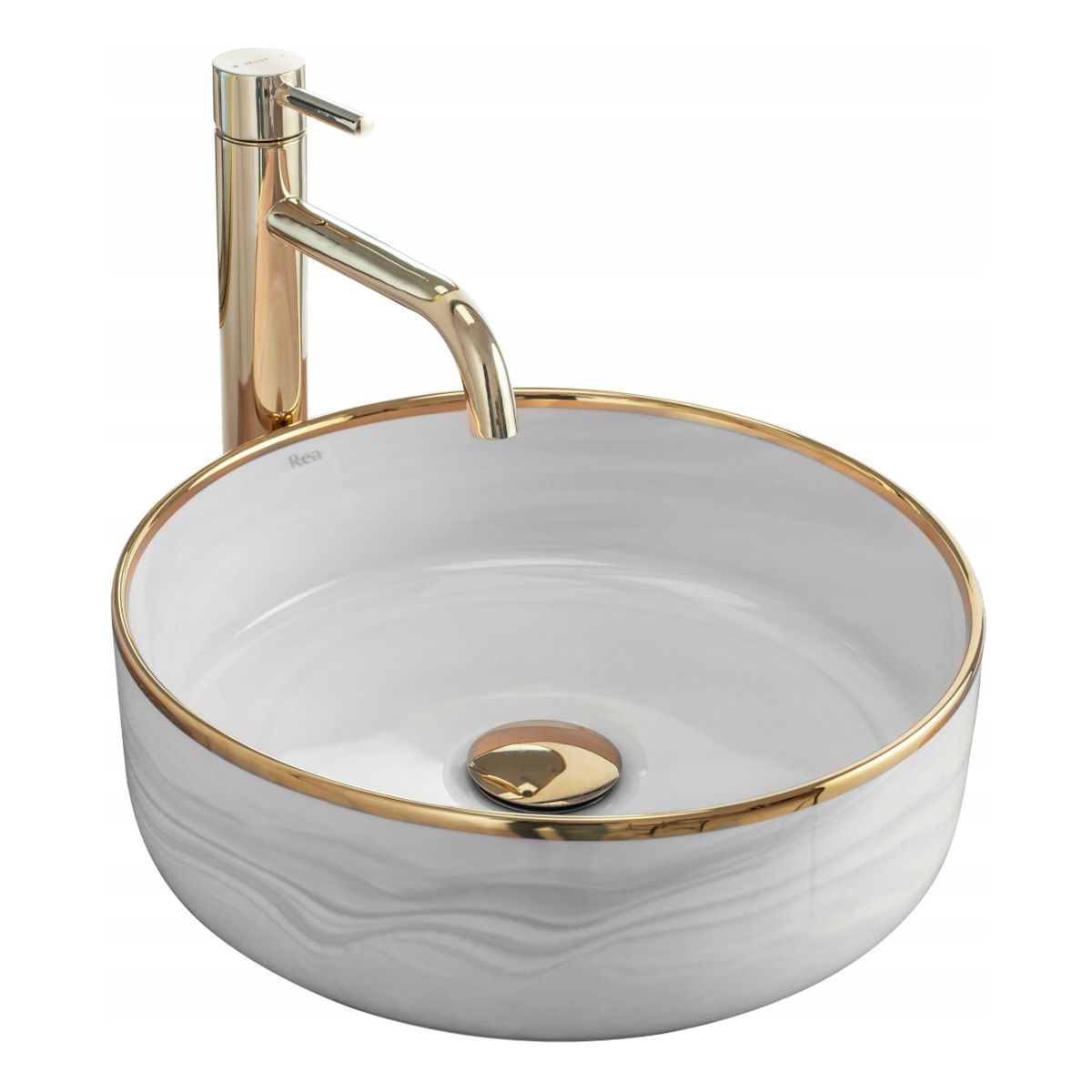 Waschbecken REA Merida, Grau, glänzend, 35,5x35,5 cm, Aufsatzmontage, Sanitärkeramik