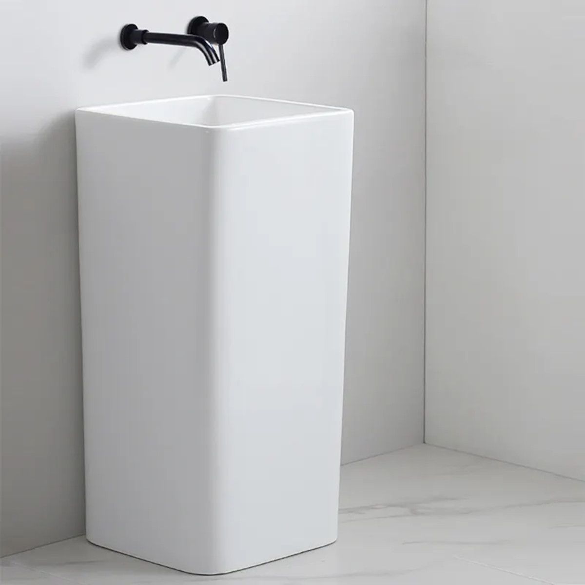 Standwaschbecken EGO Bufon, Weiß, 40x40x84 cm, ohne Hahnloch, Bodenmontage, Sanitärkeramik