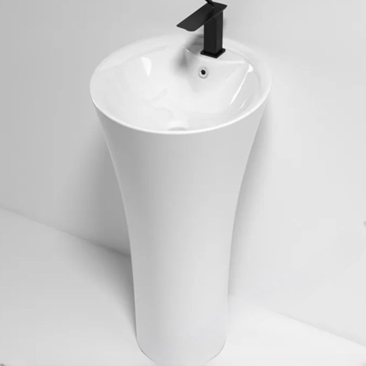 Standwaschbecken EGO David, Weiß, 45x87 cm, mit Hahnloch, Bodenmontage, Sanitärkeramik