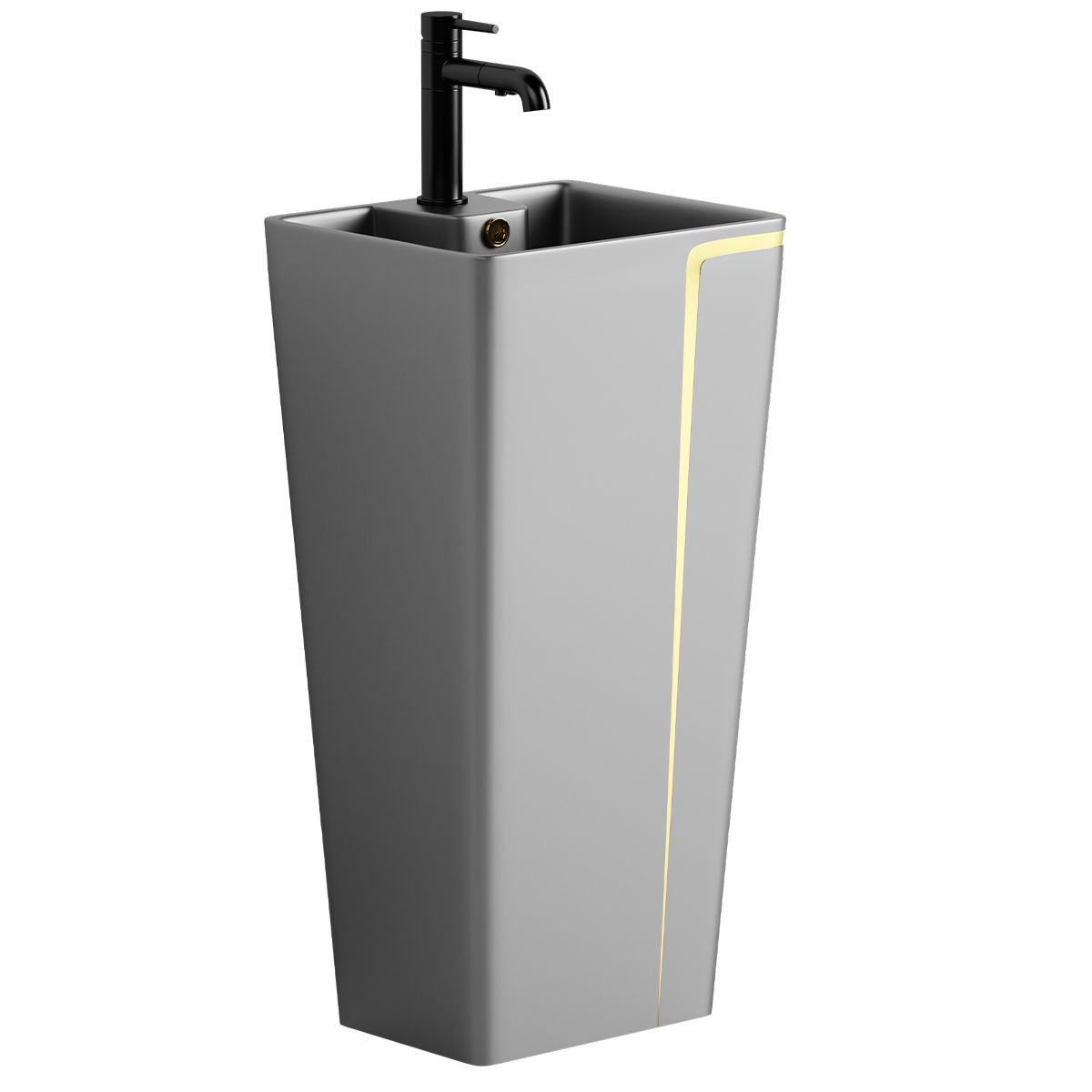 Standwaschbecken Lazio Gun Grey, 43x35x85 cm, Bodenmontage, mit Hahnloch, Sanitärkeramik, Royalty Line by Ego