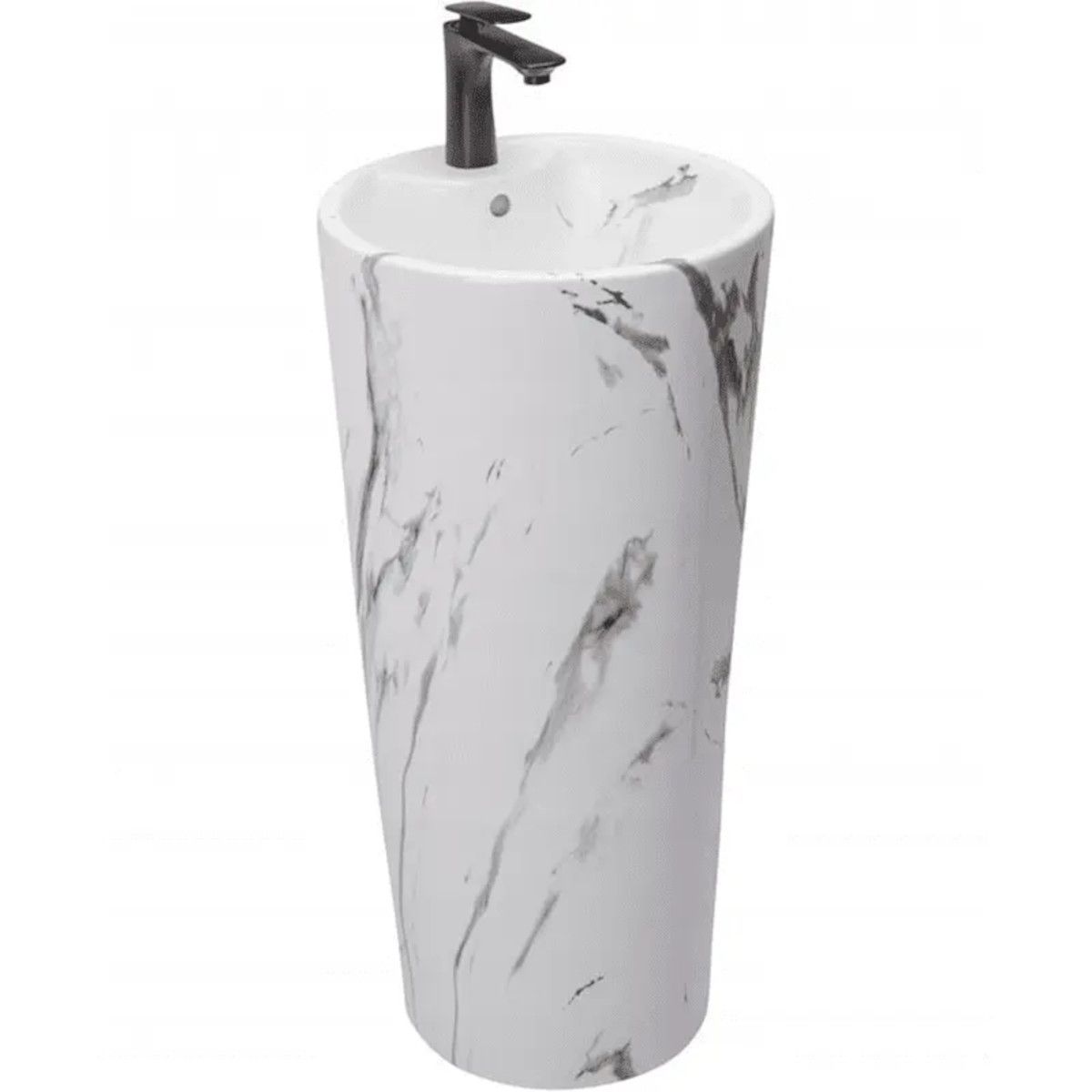 Standwaschbecken, Marmor-Finish, 40x40x84 cm, Bodenmontage, Sanitärkeramik, Lucia Marble