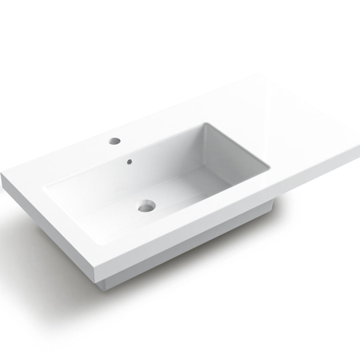 Waschbecken Zina, Mineralwerkstoff , Halb-Einbaumontage, mit Becken links, 90x47 cm