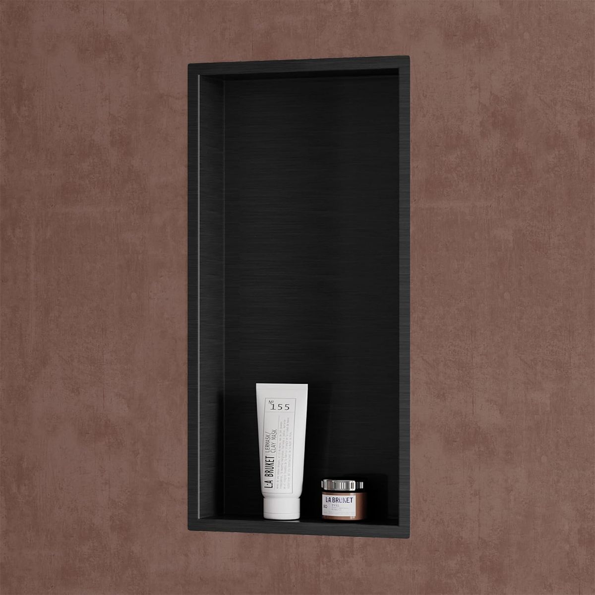 Dusnische, eingebauter Regal im Wand, Stahl, 30x30 oder 60x30, Mattschwarz, Flux
