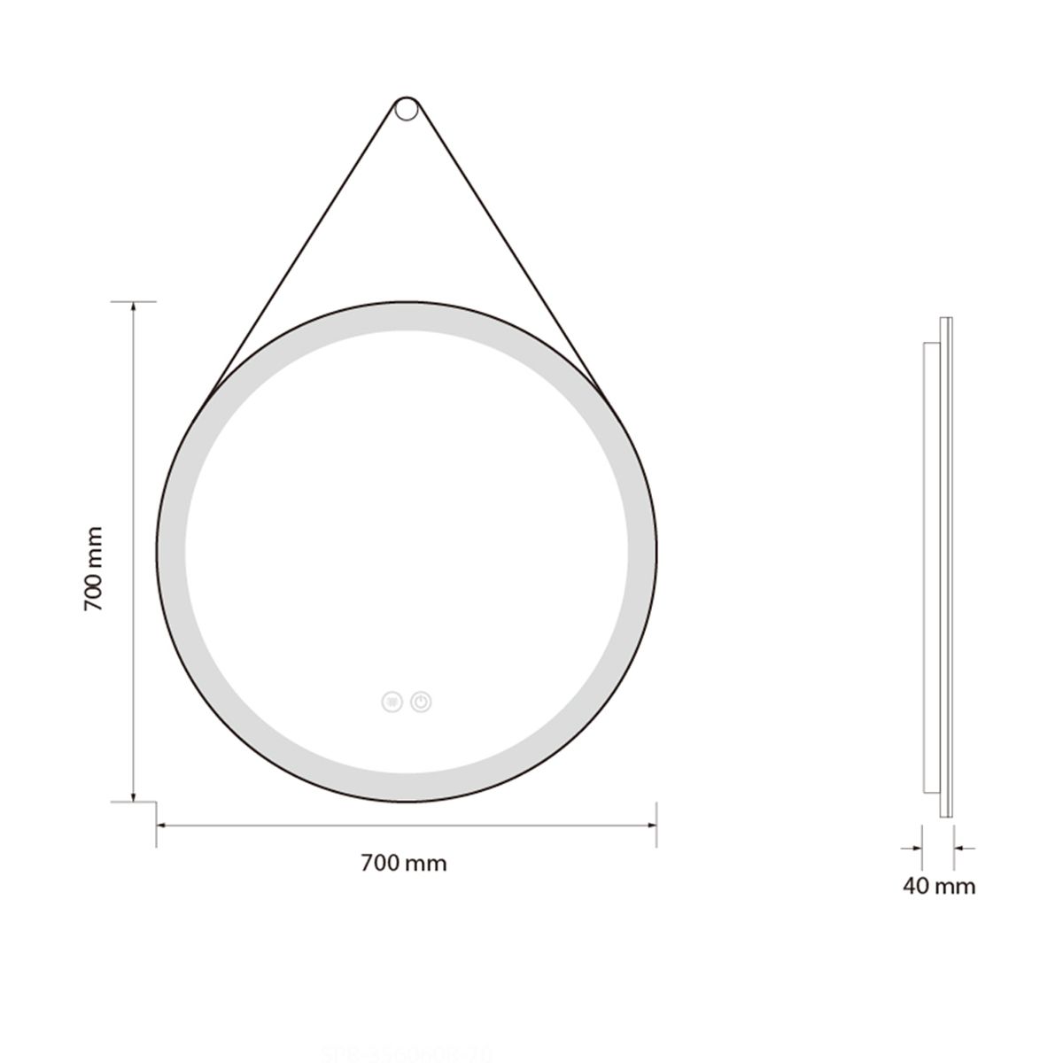 LED-Spiegel, Gurt, schwarzer Rahmen, Touch, 3 Farben, Anti-Beschlag, 5 mm, Durchmesser 70-80 cm, Spectra