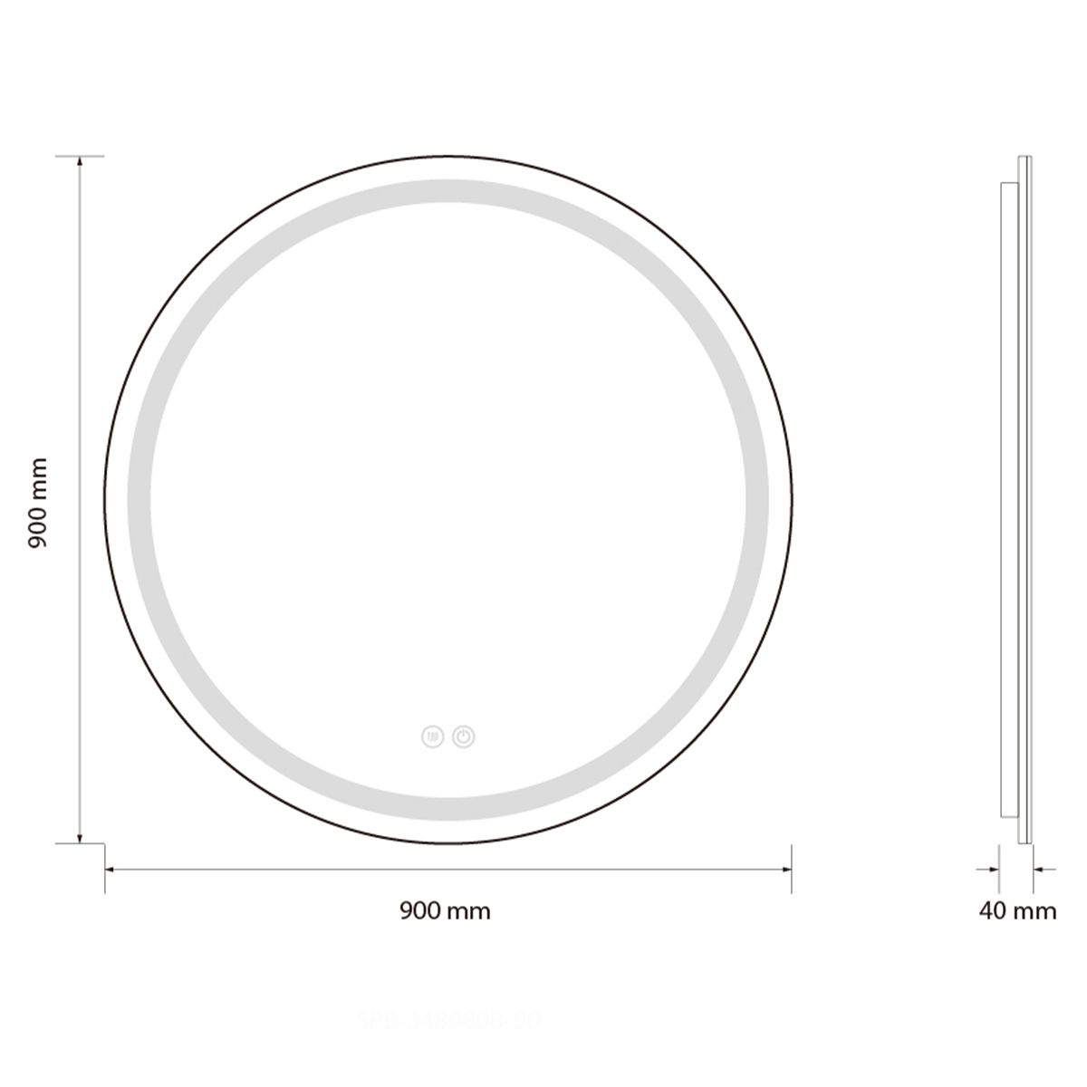 LED-Spiegel, Anti-Beschlag, Touch-Steuerung, schwarzer Rahmen, 5 mm Glas, 3 Lichtfarben, dimmbar, 80-90 cm, Cezara