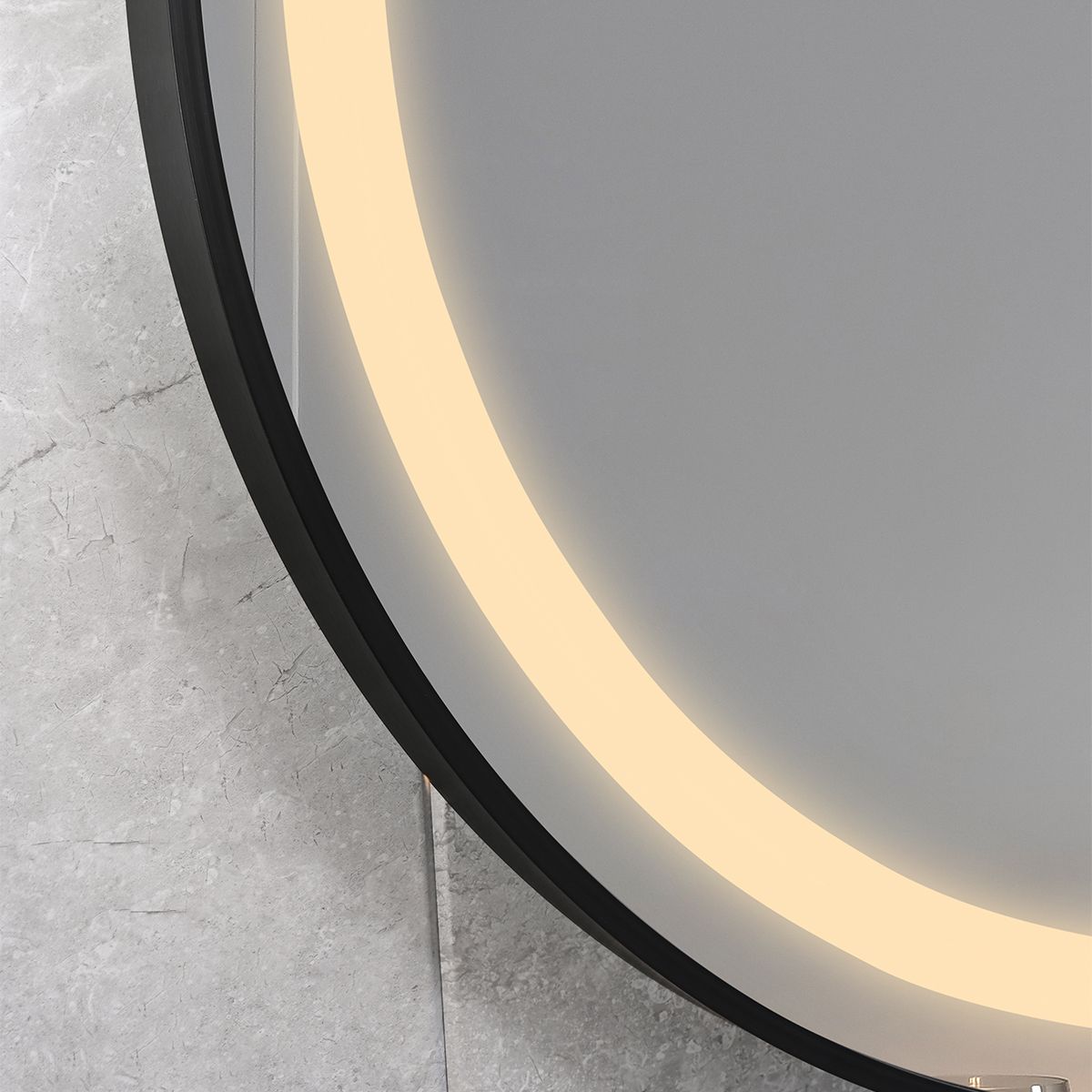 LED-Spiegel, Anti-Beschlag, Touch-Steuerung, schwarzer Rahmen, 5 mm Glas, 3 Lichtfarben, dimmbar, 80-90 cm, Cezara
