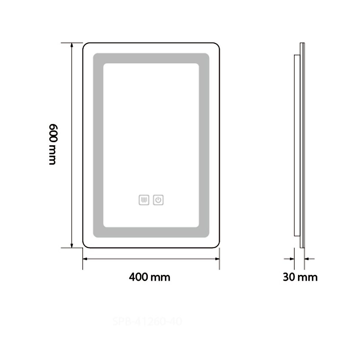 LED-Spiegel, Anti-Beschlag-Funktion und Touch-Taste, 3 Lichtfarben, Einstellbare Helligkeit, Größen 40-60-70x60-140 cm, Feliz