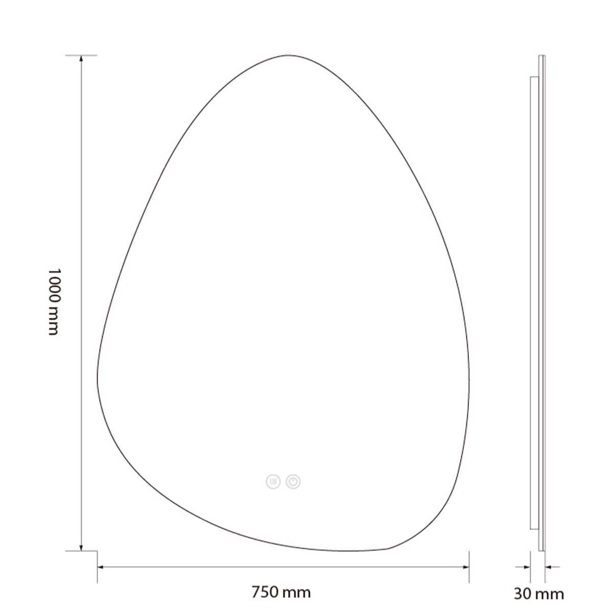 LED-Spiegel, Anti-Beschlag und Touch-Taste, 5mm Glas, 3 Lichtfarben, Einstellbare Helligkeit, Maße 60-75 x 80-100 cm, Gloria